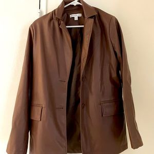 Brown faux leather blazer